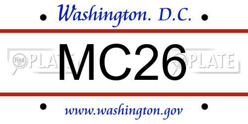 MC26 District Of Columbia License Plate