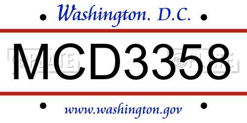 MCD3358 District Of Columbia License Plate