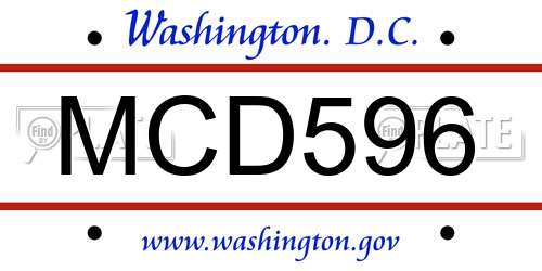 MCD596 District Of Columbia License Plate
