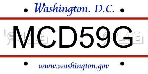 MCD59G District Of Columbia License Plate