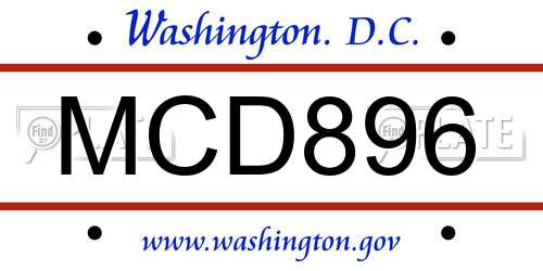 MCD896 District Of Columbia License Plate