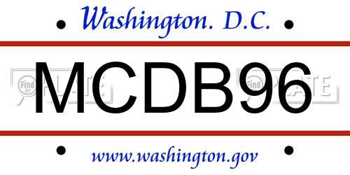 MCDB96 District Of Columbia License Plate