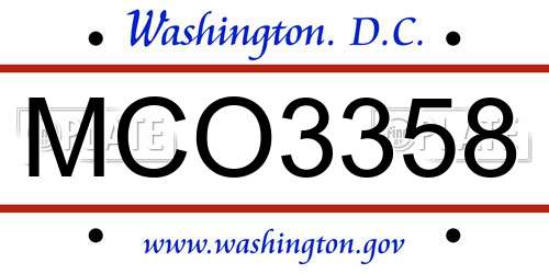 MCO3358 District Of Columbia License Plate