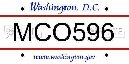 MCO596 District Of Columbia License Plate