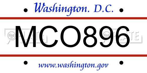 MCO896 District Of Columbia License Plate