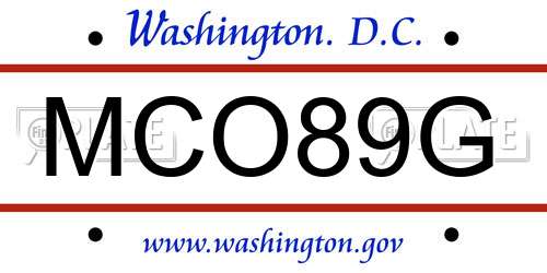 MCO89G District Of Columbia License Plate