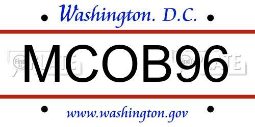 MCOB96 District Of Columbia License Plate
