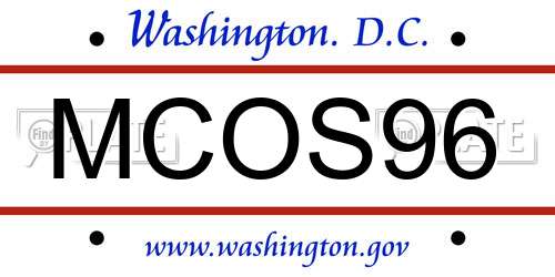 MCOS96 District Of Columbia License Plate