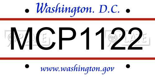 MCP1122 District Of Columbia License Plate