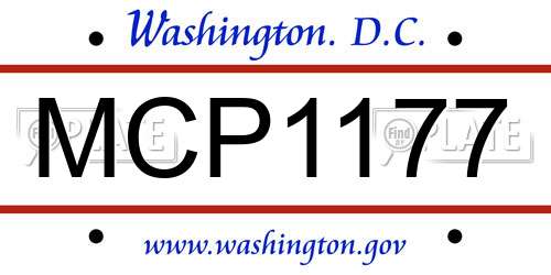 MCP1177 District Of Columbia License Plate