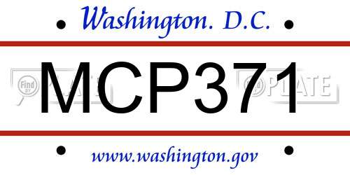MCP371 District Of Columbia License Plate
