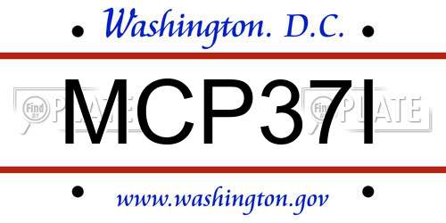 MCP37I District Of Columbia License Plate
