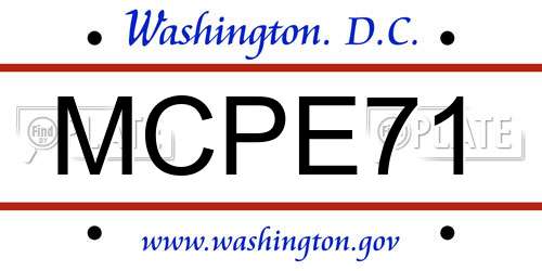 MCPE71 District Of Columbia License Plate