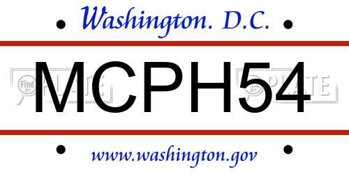 MCPH54 District Of Columbia License Plate