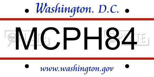 MCPH84 District Of Columbia License Plate
