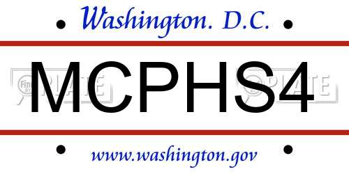 MCPHS4 District Of Columbia License Plate