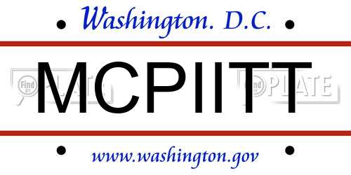 MCPIITT District Of Columbia License Plate