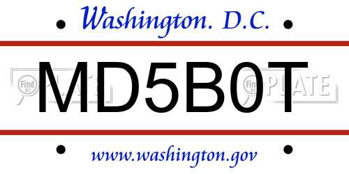 MD5B0T District Of Columbia License Plate