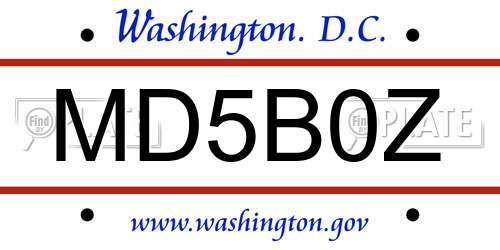 MD5B0Z District Of Columbia License Plate