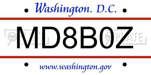 MD8B0Z District Of Columbia License Plate