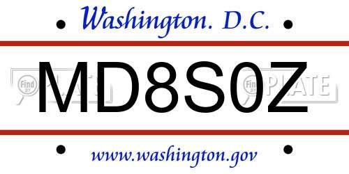 MD8S0Z District Of Columbia License Plate
