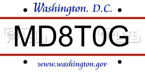 MD8T0G District Of Columbia License Plate