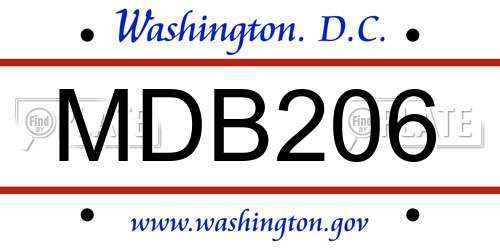 MDB206 District Of Columbia License Plate