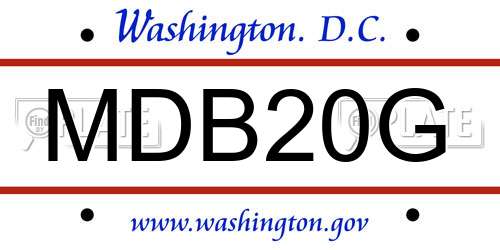MDB20G District Of Columbia License Plate