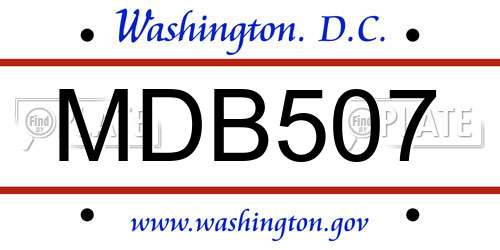 MDB507 District Of Columbia License Plate