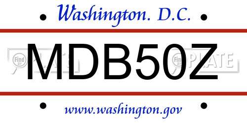 MDB50Z District Of Columbia License Plate