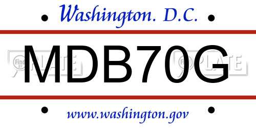 MDB70G District Of Columbia License Plate