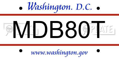 MDB80T District Of Columbia License Plate
