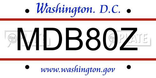 MDB80Z District Of Columbia License Plate