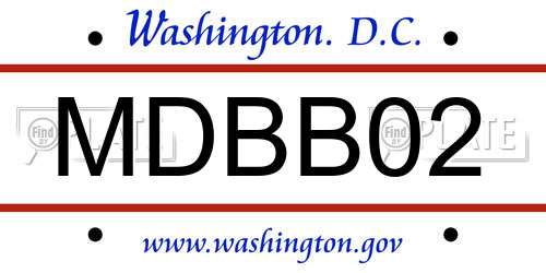 MDBB02 District Of Columbia License Plate