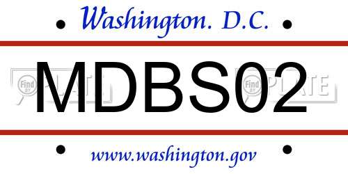 MDBS02 District Of Columbia License Plate