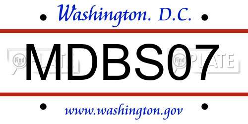 MDBS07 District Of Columbia License Plate