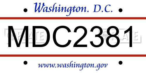 MDC2381 District Of Columbia License Plate