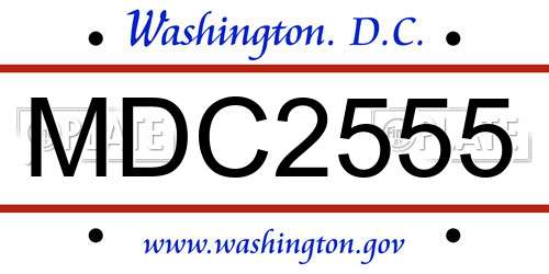 MDC2555 District Of Columbia License Plate