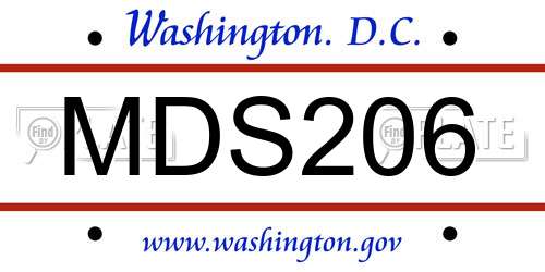 MDS206 District Of Columbia License Plate