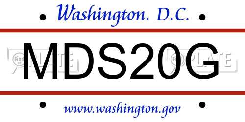 MDS20G District Of Columbia License Plate