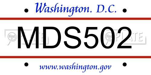 MDS502 District Of Columbia License Plate