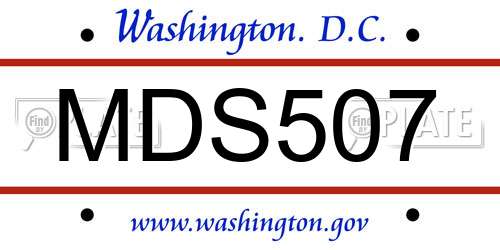 MDS507 District Of Columbia License Plate