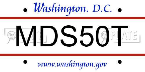 MDS50T District Of Columbia License Plate