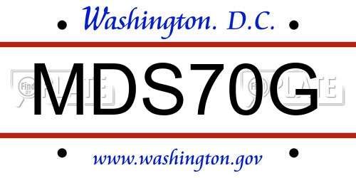 MDS70G District Of Columbia License Plate