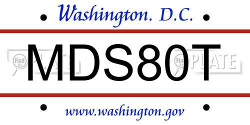 MDS80T District Of Columbia License Plate