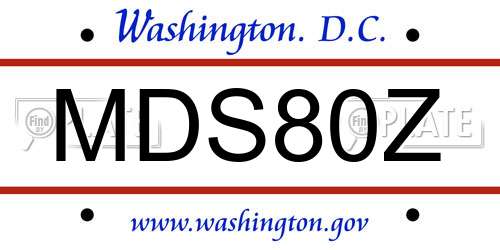 MDS80Z District Of Columbia License Plate
