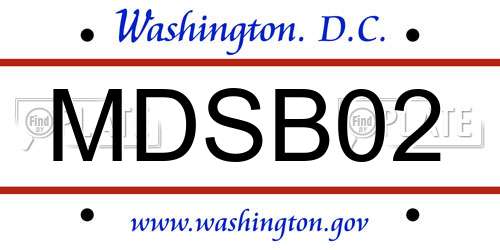 MDSB02 District Of Columbia License Plate
