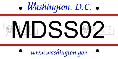 MDSS02 District Of Columbia License Plate