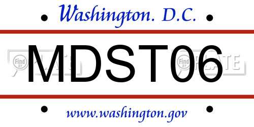 MDST06 District Of Columbia License Plate