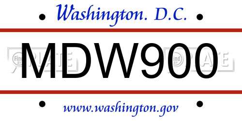 MDW900 District Of Columbia License Plate
